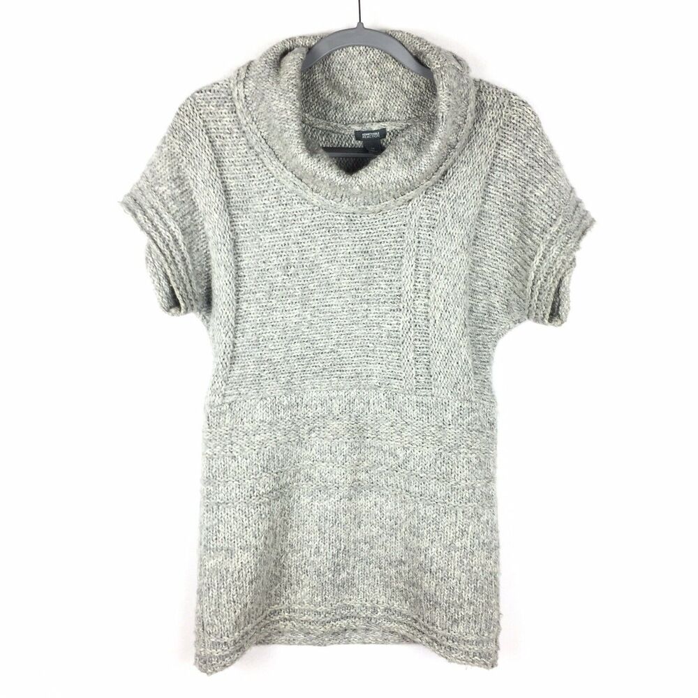 Kenneth Cole Reaction Sweater Size Extra Small Gray Knit Cowl Neck Pullover XS